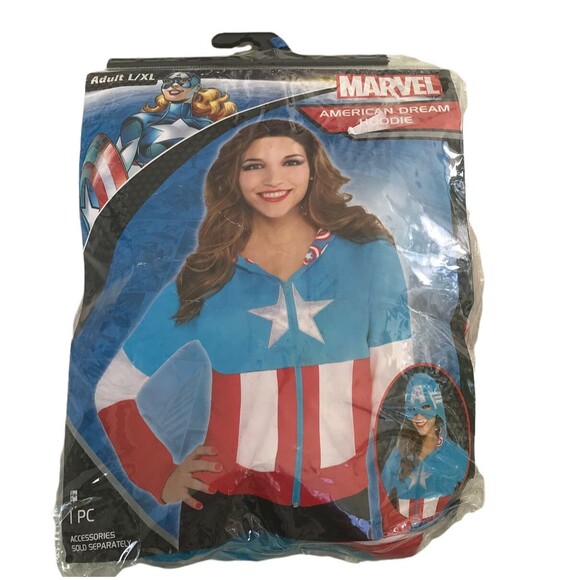 WOMEN'S MARVEL AMERICAN DREAM ZIP UP SWEATSHIRT HOODIE SUPER HERO ADULT L/XL - Picture 1 of 7